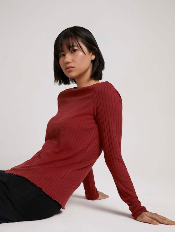 Ripp Langarmshirt - Frauen - dark maroon red Ripp Langarmshirt - Frauen - dark maroon red - 5 - TOM TAILOR