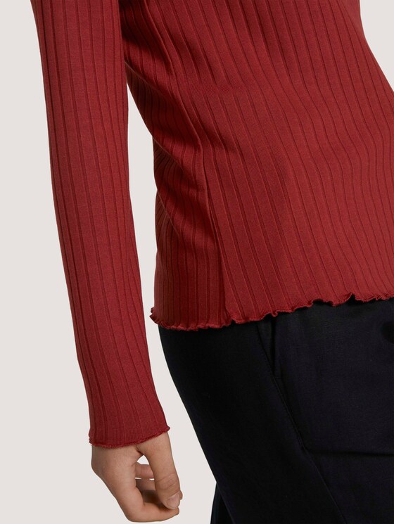 Ripp Langarmshirt - Frauen - dark maroon red Ripp Langarmshirt - Frauen - dark maroon red - 9 - TOM TAILOR