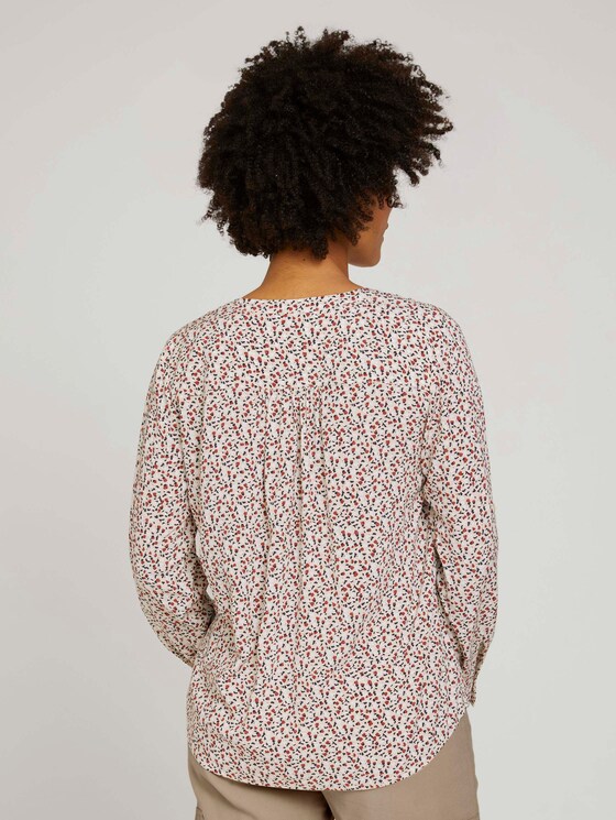 Gemusterte Henleybluse mit LENZING™ ECOVERO™ - Frauen - beige maroon blue minimal Gemusterte Henleybluse mit LENZING™ ECOVERO™ - Frauen - beige maroon blue minimal - 2 - TOM TAILOR