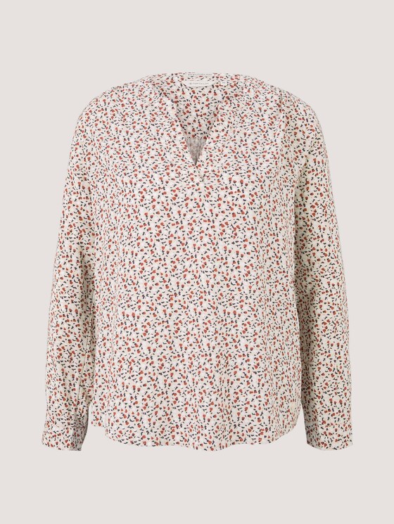 Gemusterte Henleybluse mit LENZING™ ECOVERO™ - Frauen - beige maroon blue minimal Gemusterte Henleybluse mit LENZING™ ECOVERO™ - Frauen - beige maroon blue minimal - 7 - TOM TAILOR