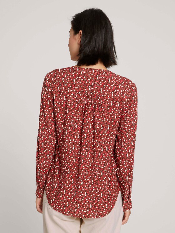 Gemusterte Henleybluse mit LENZING™ ECOVERO™ - Frauen - maroon red pink minimal Gemusterte Henleybluse mit LENZING™ ECOVERO™ - Frauen - maroon red pink minimal - 2 - TOM TAILOR