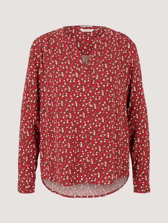 Gemusterte Henleybluse mit LENZING™ ECOVERO™ - Frauen - maroon red pink minimal Gemusterte Henleybluse mit LENZING™ ECOVERO™ - Frauen - maroon red pink minimal - 7 - TOM TAILOR