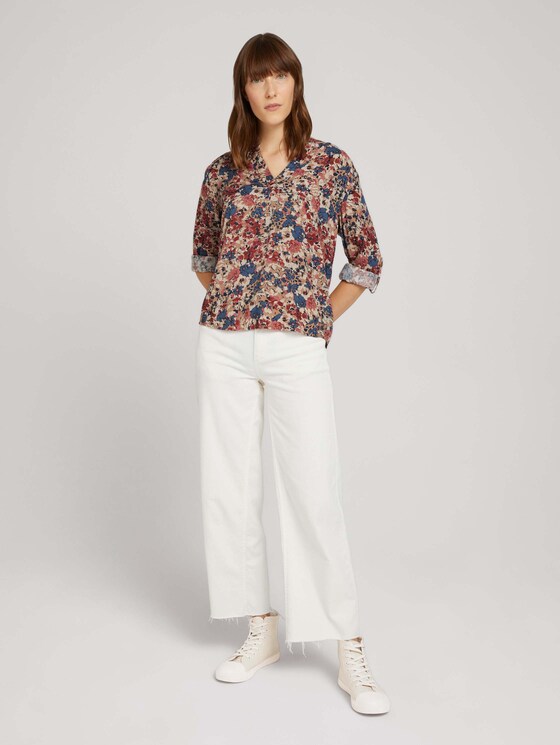 Gedessineerde henleyblouse met LENZING™ ECOVERO™ - Vrouwen - pink big floral design Gedessineerde henleyblouse met LENZING™ ECOVERO™ - Vrouwen - pink big floral design - 3 - TOM TAILOR