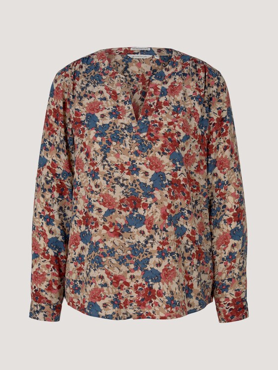 Gedessineerde henleyblouse met LENZING™ ECOVERO™ - Vrouwen - pink big floral design Gedessineerde henleyblouse met LENZING™ ECOVERO™ - Vrouwen - pink big floral design - 7 - TOM TAILOR