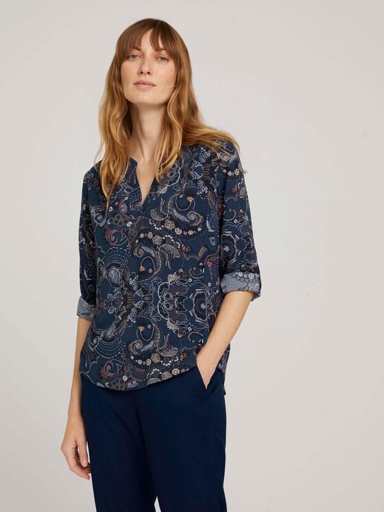 Gemusterte Henleybluse mit LENZING™ ECOVERO™ - Frauen - blue apricot paisley design Gemusterte Henleybluse mit LENZING™ ECOVERO™ - Frauen - blue apricot paisley design - 5 - TOM TAILOR