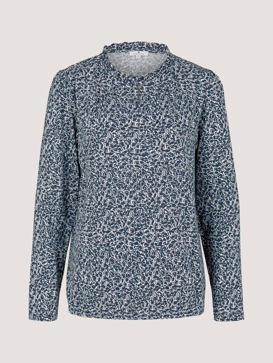 Gedessineerde blouse met ruches - Vrouwen - blue offwhite minimal Gedessineerde blouse met ruches - Vrouwen - blue offwhite minimal - 7 - TOM TAILOR