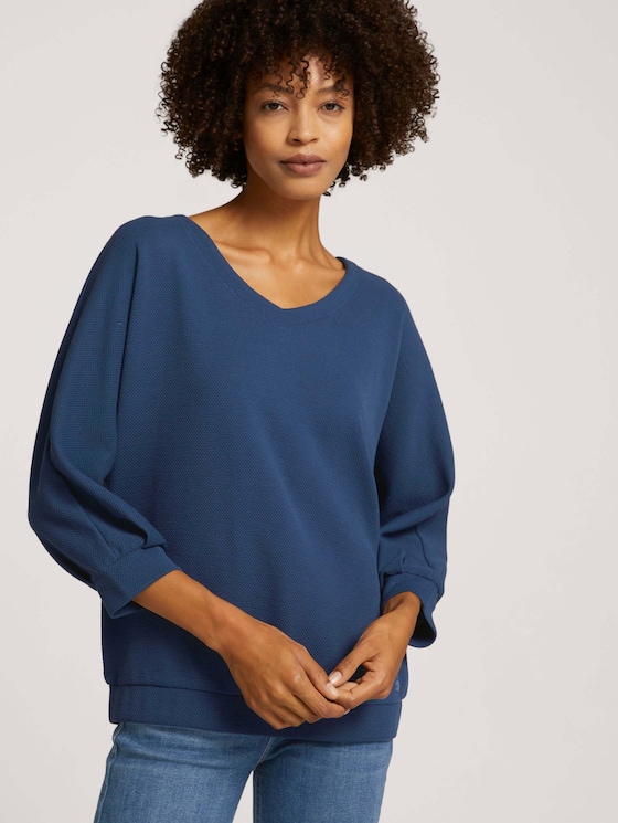 Loose-fit shirt with texture - Women - Dark Denim Blue Loose-fit shirt with texture - Women - Dark Denim Blue - 5 - TOM TAILOR