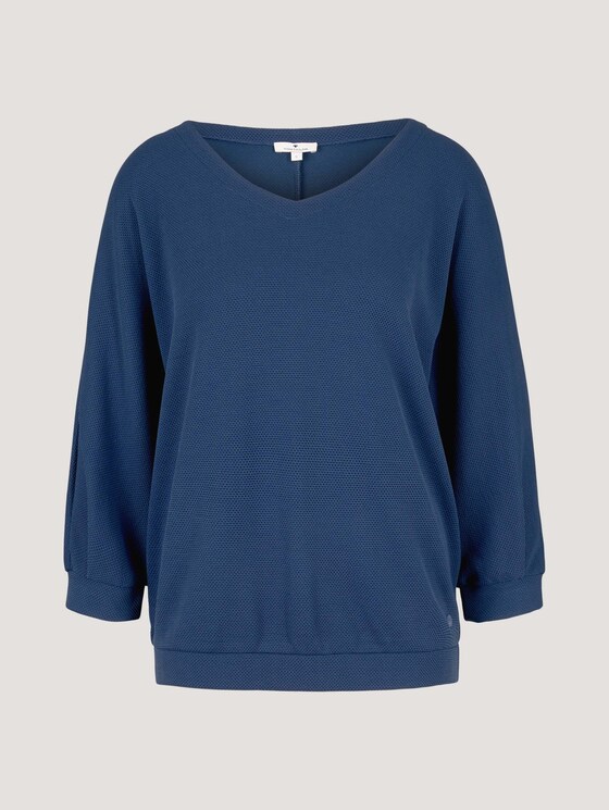 Loose-fit shirt with texture - Women - Dark Denim Blue Loose-fit shirt with texture - Women - Dark Denim Blue - 7 - TOM TAILOR