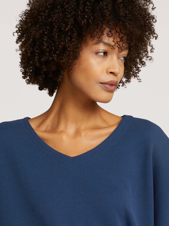 Loose-fit shirt with texture - Women - Dark Denim Blue Loose-fit shirt with texture - Women - Dark Denim Blue - 9 - TOM TAILOR