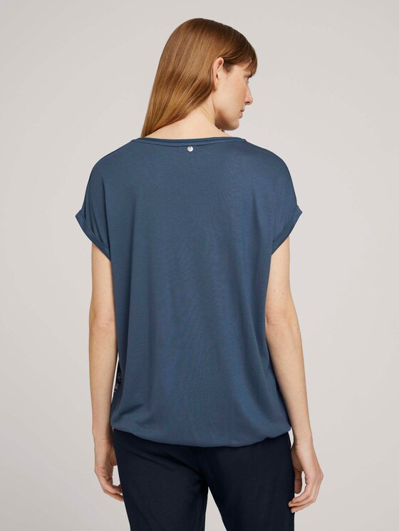 Gedessineerd T-shirt in een mix van materialen - Vrouwen - blue apricot paisley design Gedessineerd T-shirt in een mix van materialen - Vrouwen - blue apricot paisley design - 2 - TOM TAILOR