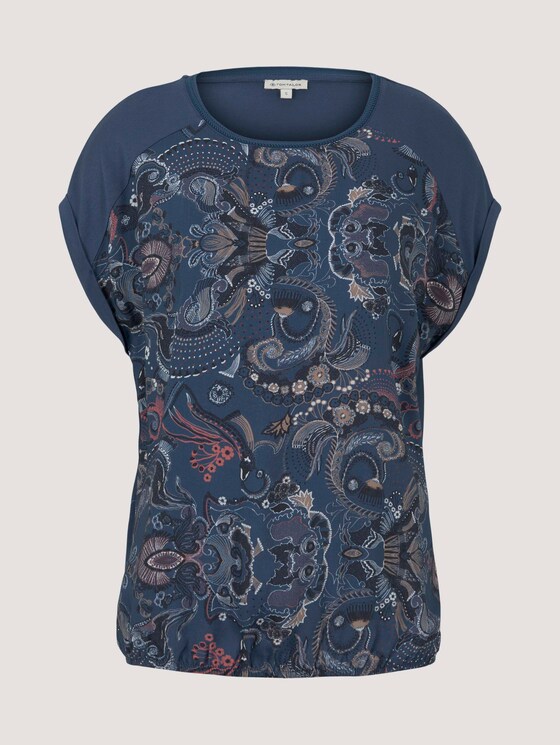 Gedessineerd T-shirt in een mix van materialen - Vrouwen - blue apricot paisley design Gedessineerd T-shirt in een mix van materialen - Vrouwen - blue apricot paisley design - 7 - TOM TAILOR