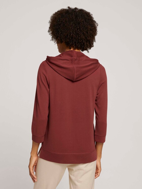 3/4-sleeved shirt with a hood - Women - dark maroon red 3/4-sleeved shirt with a hood - Women - dark maroon red - 2 - TOM TAILOR