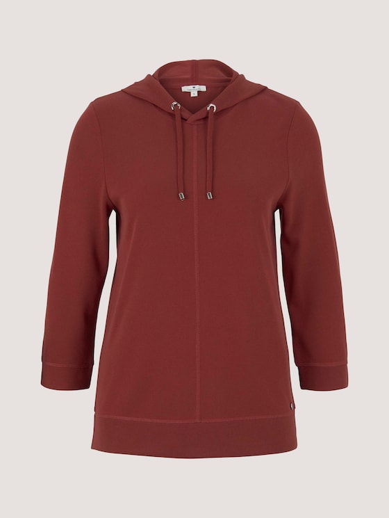3/4-sleeved shirt with a hood - Women - dark maroon red 3/4-sleeved shirt with a hood - Women - dark maroon red - 7 - TOM TAILOR