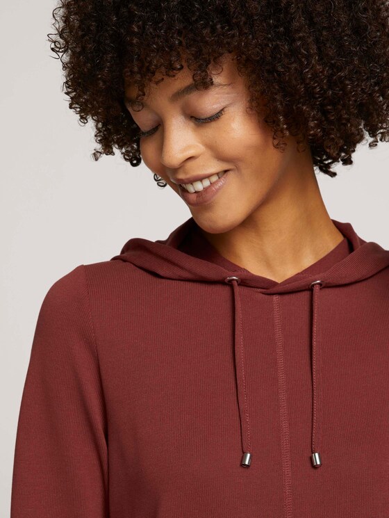 3/4-sleeved shirt with a hood - Women - dark maroon red 3/4-sleeved shirt with a hood - Women - dark maroon red - 9 - TOM TAILOR