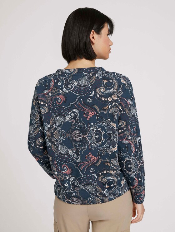 Sweatshirt with side slits - Women - blue apricot paisley design Sweatshirt with side slits - Women - blue apricot paisley design - 2 - TOM TAILOR