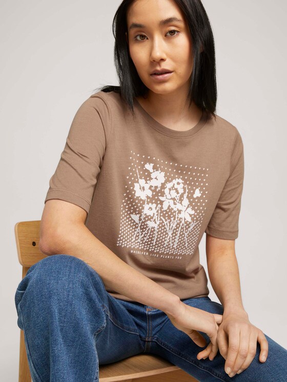 Shirt met halve mouwen en print van biologisch katoen - Vrouwen - french clay beige melange Shirt met halve mouwen en print van biologisch katoen - Vrouwen - french clay beige melange - 5 - TOM TAILOR