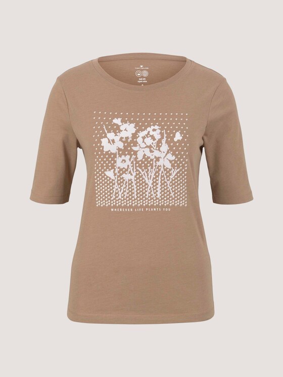 Shirt met halve mouwen en print van biologisch katoen - Vrouwen - french clay beige melange Shirt met halve mouwen en print van biologisch katoen - Vrouwen - french clay beige melange - 7 - TOM TAILOR