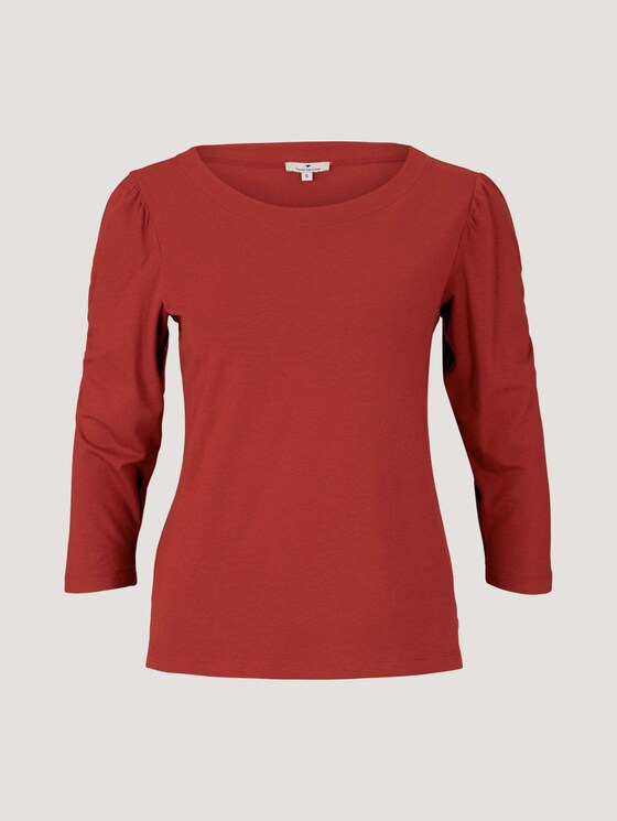 Shirt met 3/4 mouwen en ruches - Vrouwen - dark maroon red Shirt met 3/4 mouwen en ruches - Vrouwen - dark maroon red - 7 - TOM TAILOR