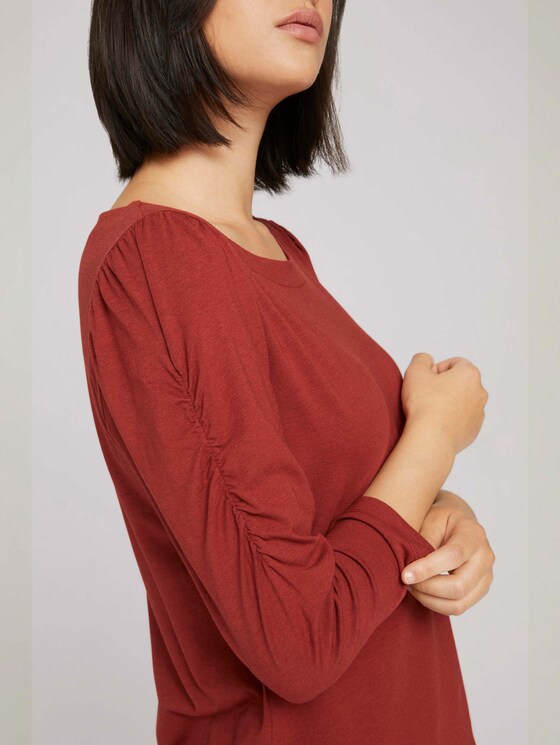 Shirt met 3/4 mouwen en ruches - Vrouwen - dark maroon red Shirt met 3/4 mouwen en ruches - Vrouwen - dark maroon red - 9 - TOM TAILOR
