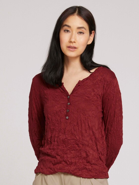 Henley-overhemd in gekreukte look - Vrouwen - dark maroon red Henley-overhemd in gekreukte look - Vrouwen - dark maroon red - 1 - TOM TAILOR
