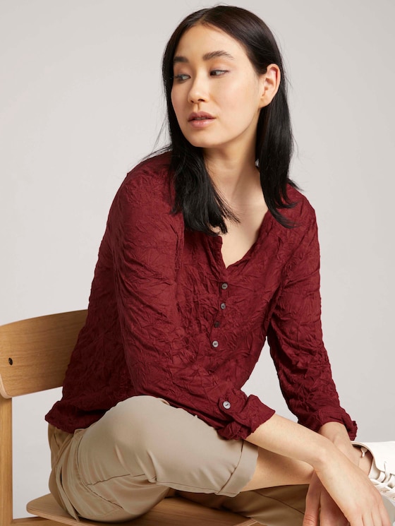 Henley-overhemd in gekreukte look - Vrouwen - dark maroon red Henley-overhemd in gekreukte look - Vrouwen - dark maroon red - 5 - TOM TAILOR