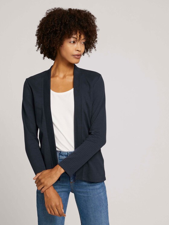 Rib shirt cardigan with organic cotton - Women - Sky Captain Blue Rib shirt cardigan with organic cotton - Women - Sky Captain Blue - 1 - TOM TAILOR