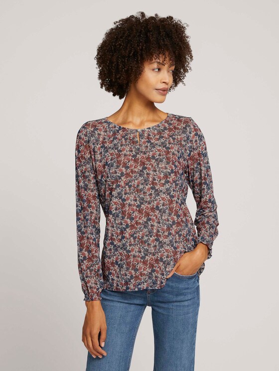 Patterned long-sleeved mesh shirt - Women - pink blue multicolor ditsy Patterned long-sleeved mesh shirt - Women - pink blue multicolor ditsy - 1 - TOM TAILOR