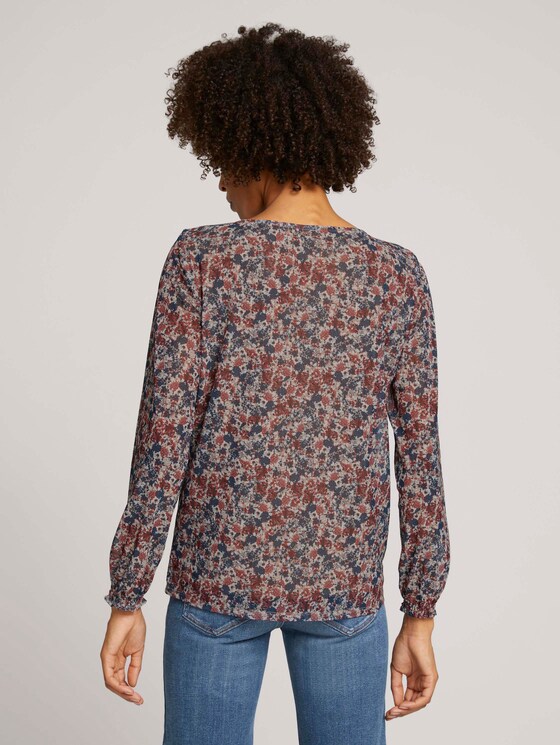 Patterned long-sleeved mesh shirt - Women - pink blue multicolor ditsy Patterned long-sleeved mesh shirt - Women - pink blue multicolor ditsy - 2 - TOM TAILOR