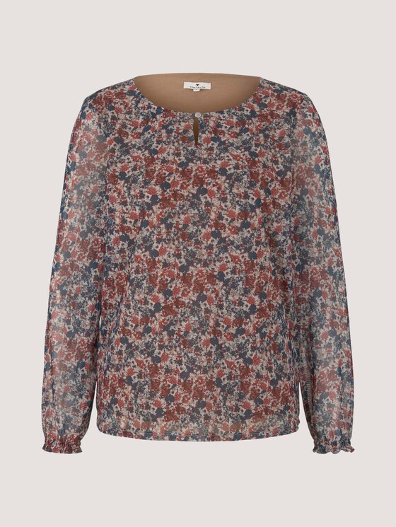 Patterned long-sleeved mesh shirt - Women - pink blue multicolor ditsy Patterned long-sleeved mesh shirt - Women - pink blue multicolor ditsy - 7 - TOM TAILOR