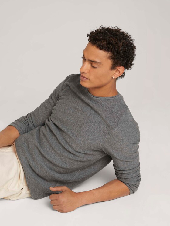 Basic Langarmshirt aus Bio-Baumwolle - Männer - Mid Grey Melange Basic Langarmshirt aus Bio-Baumwolle - Männer - Mid Grey Melange - 5 - TOM TAILOR Denim