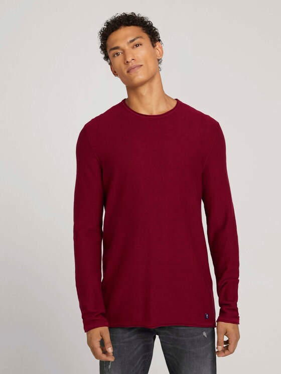 basic long-sleeved shirt made of organic cotton - Men - burned cordovan red basic long-sleeved shirt made of organic cotton - Men - burned cordovan red - 1 - TOM TAILOR Denim