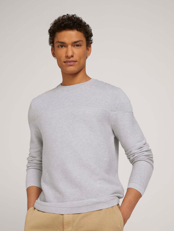 Pullover aus Bio-Baumwolle - Männer - Light Stone Grey Melange Pullover aus Bio-Baumwolle - Männer - Light Stone Grey Melange - 5 - TOM TAILOR Denim