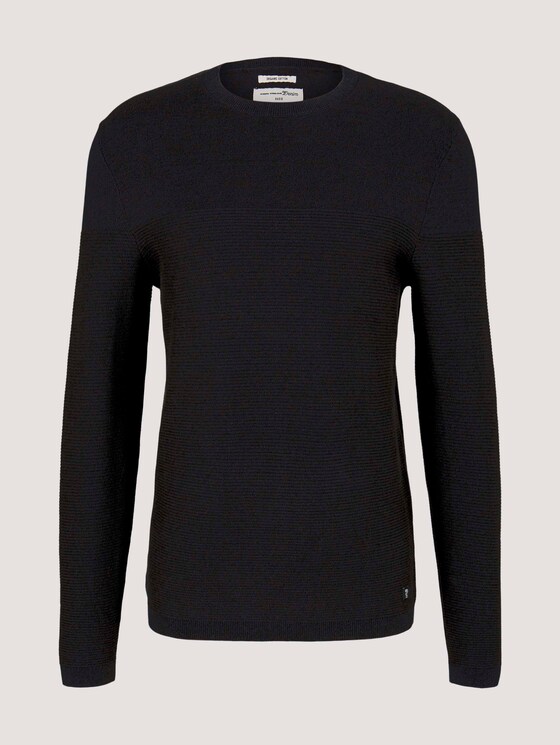 trui van biologisch katoen - Mannen - navy black mouline trui van biologisch katoen - Mannen - navy black mouline - 7 - TOM TAILOR Denim