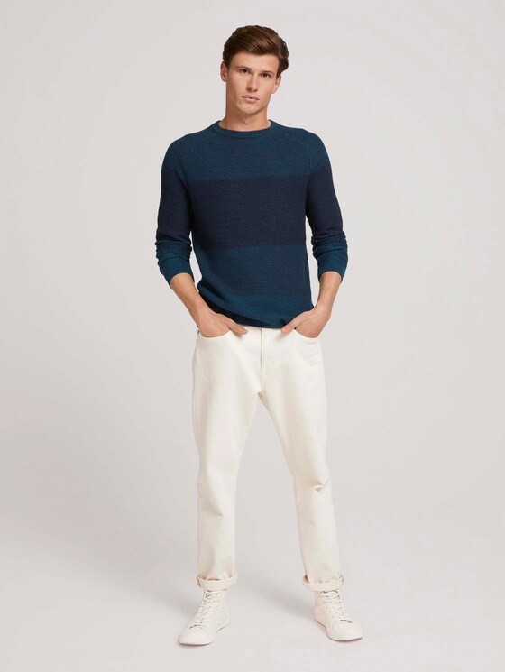 textured sweater with organic cotton - Men - navy petrol degrade textured sweater with organic cotton - Men - navy petrol degrade - 3 - TOM TAILOR Denim