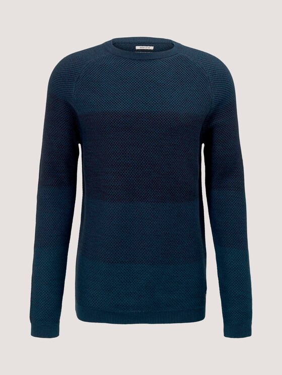textured sweater with organic cotton - Men - navy petrol degrade textured sweater with organic cotton - Men - navy petrol degrade - 7 - TOM TAILOR Denim