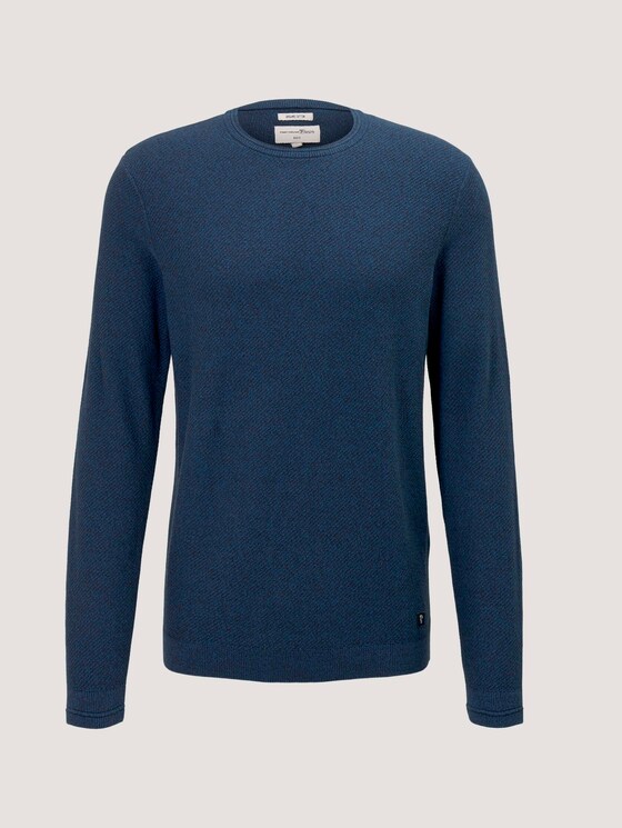 strukturierter Pullover mit Bio-Baumwolle - Männer - petrol navy mouline strukturierter Pullover mit Bio-Baumwolle - Männer - petrol navy mouline - 7 - TOM TAILOR Denim