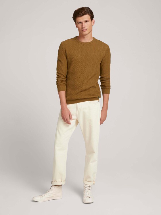 strukturierter Pullover mit Bio-Baumwolle - Männer - deep cognac strukturierter Pullover mit Bio-Baumwolle - Männer - deep cognac - 3 - TOM TAILOR Denim