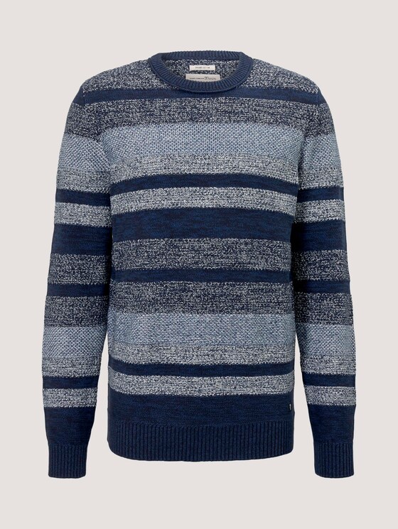 striped sweater made of organic cotton - Men - mouline stitch mix pattern striped sweater made of organic cotton - Men - mouline stitch mix pattern - 7 - TOM TAILOR Denim