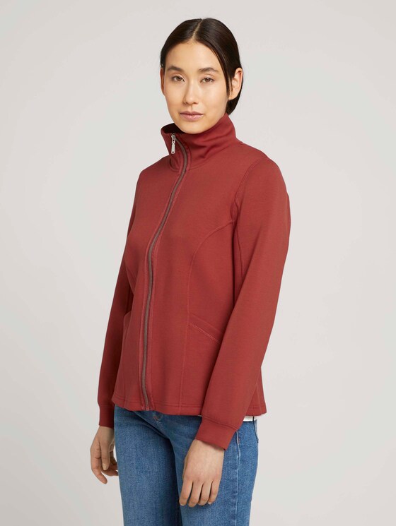 Sweatjacke mit Stehkragen - Frauen - dark maroon red Sweatjacke mit Stehkragen - Frauen - dark maroon red - 1 - TOM TAILOR