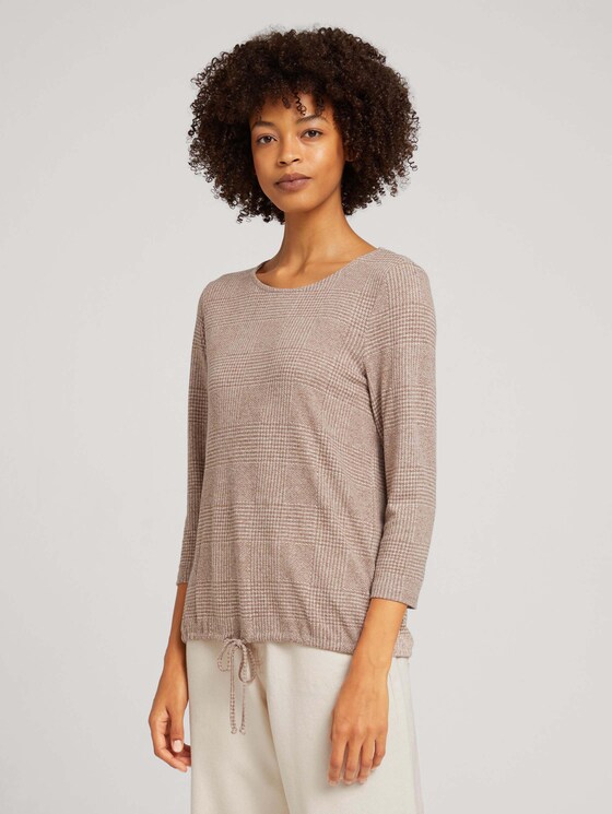 Zacht shirt met print - Vrouwen - beige glencheck printed Zacht shirt met print - Vrouwen - beige glencheck printed - 1 - TOM TAILOR