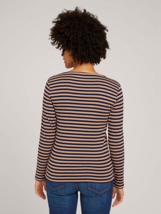 Gestreept shirt met lange mouwen - Vrouwen - navy beige stripe Gestreept shirt met lange mouwen - Vrouwen - navy beige stripe - 2 - TOM TAILOR