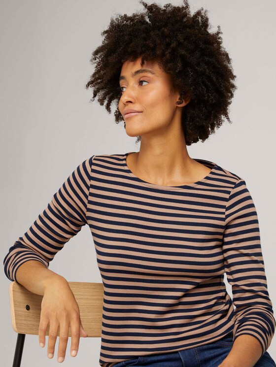 Gestreept shirt met lange mouwen - Vrouwen - navy beige stripe Gestreept shirt met lange mouwen - Vrouwen - navy beige stripe - 5 - TOM TAILOR