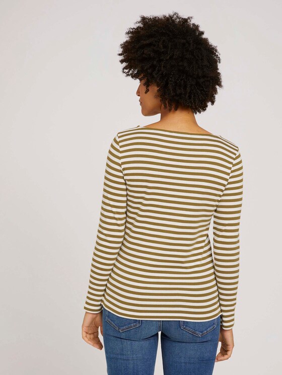 Gestreiftes Langarmshirt mit Bio-Baumwolle - Frauen - green offwhite stripe Gestreiftes Langarmshirt mit Bio-Baumwolle - Frauen - green offwhite stripe - 2 - TOM TAILOR