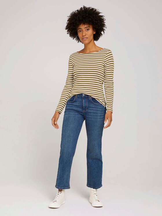 Gestreiftes Langarmshirt mit Bio-Baumwolle - Frauen - green offwhite stripe Gestreiftes Langarmshirt mit Bio-Baumwolle - Frauen - green offwhite stripe - 3 - TOM TAILOR