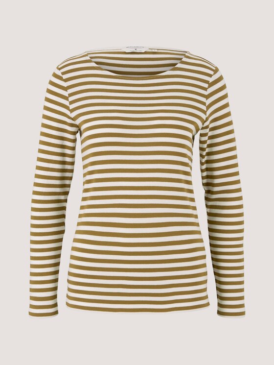 Gestreiftes Langarmshirt mit Bio-Baumwolle - Frauen - green offwhite stripe Gestreiftes Langarmshirt mit Bio-Baumwolle - Frauen - green offwhite stripe - 7 - TOM TAILOR