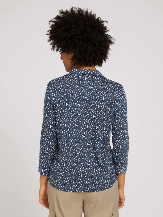 Henleyshirt met patroon en TENCEL™ modal - Vrouwen - blue beige minimal Henleyshirt met patroon en TENCEL™ modal - Vrouwen - blue beige minimal - 2 - TOM TAILOR