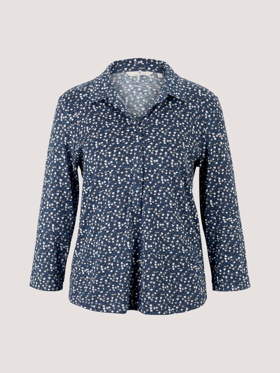 Henleyshirt met patroon en TENCEL™ modal - Vrouwen - blue beige minimal Henleyshirt met patroon en TENCEL™ modal - Vrouwen - blue beige minimal - 7 - TOM TAILOR