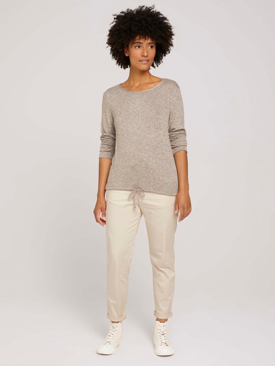 Langarmshirt mit Tunnelzug - Frauen - french clay beige melange Langarmshirt mit Tunnelzug - Frauen - french clay beige melange - 3 - TOM TAILOR