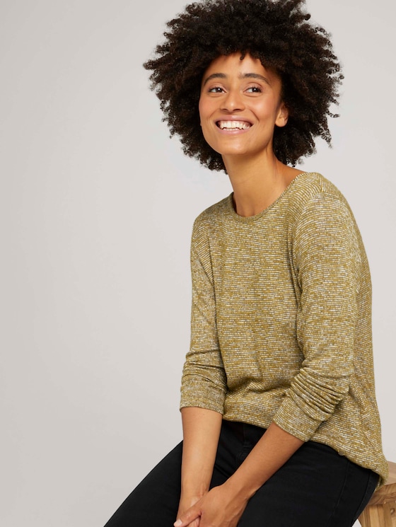 Shirt met lange mouwen en trekkoord - Vrouwen - khaki olive melange Shirt met lange mouwen en trekkoord - Vrouwen - khaki olive melange - 5 - TOM TAILOR