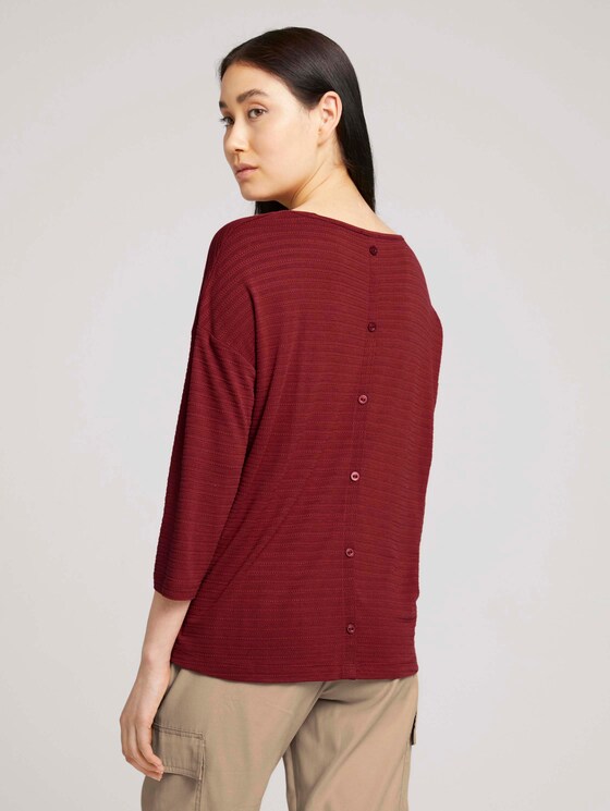 3/4-sleeved shirt with texture - Women - dark maroon red 3/4-sleeved shirt with texture - Women - dark maroon red - 2 - TOM TAILOR